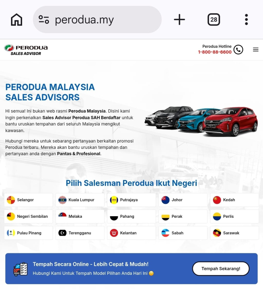 direktori sales advisor perodua
