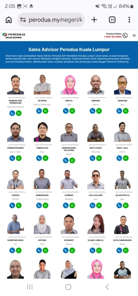 perodua sales advisor listing